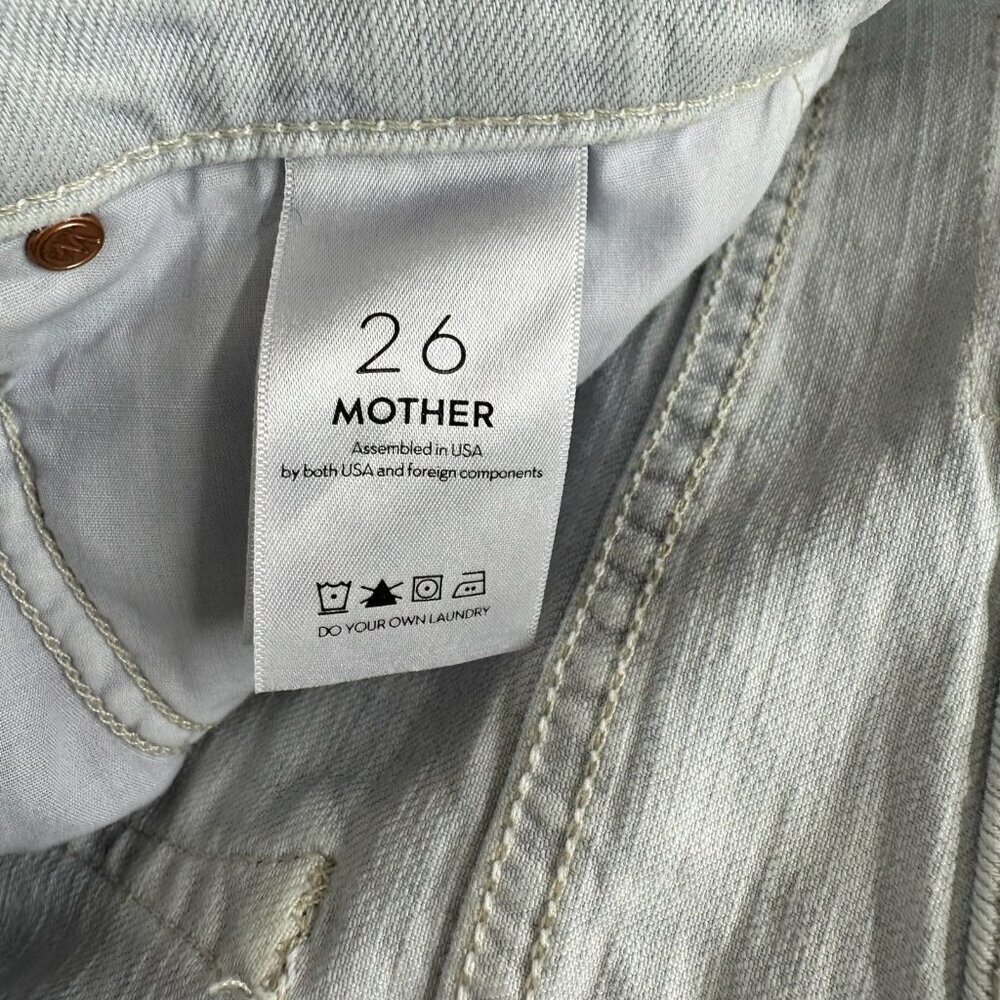 Mother Superior Skirt Size 26 Denim Button Fly Frayed Mini Light Washed Blue - Picture 6 of 9